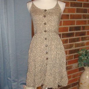 Japna Animal Print Button Front Smocked Back Dress S